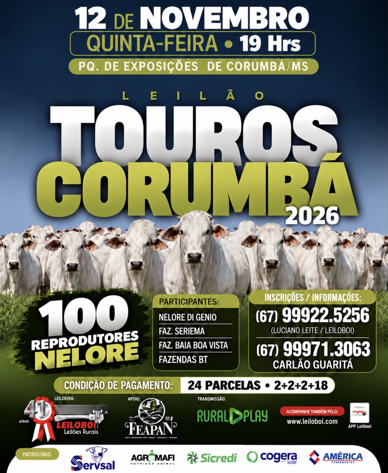 LEILÃO TOUROS CORUMBÁ - FEAPAN 2026